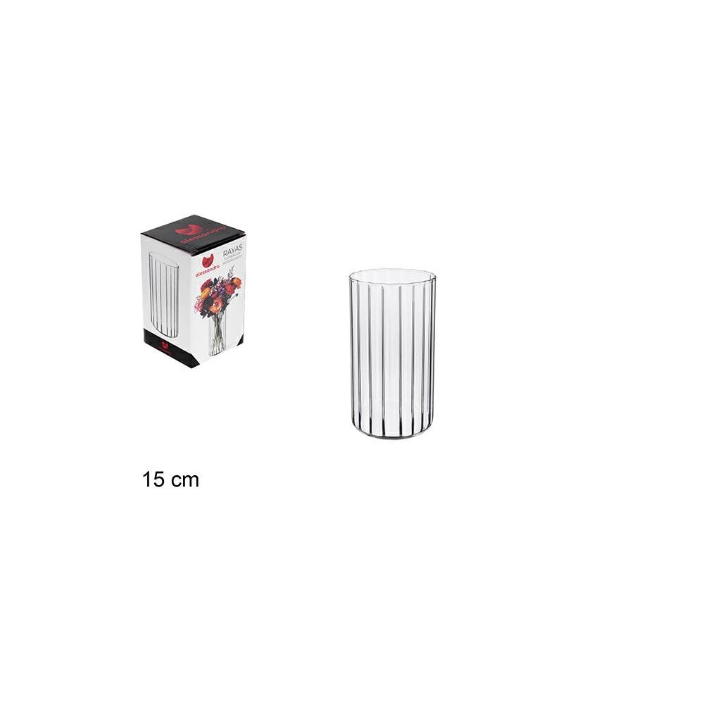 VASO IN BOROSILICATO A RIGHE 15 CM